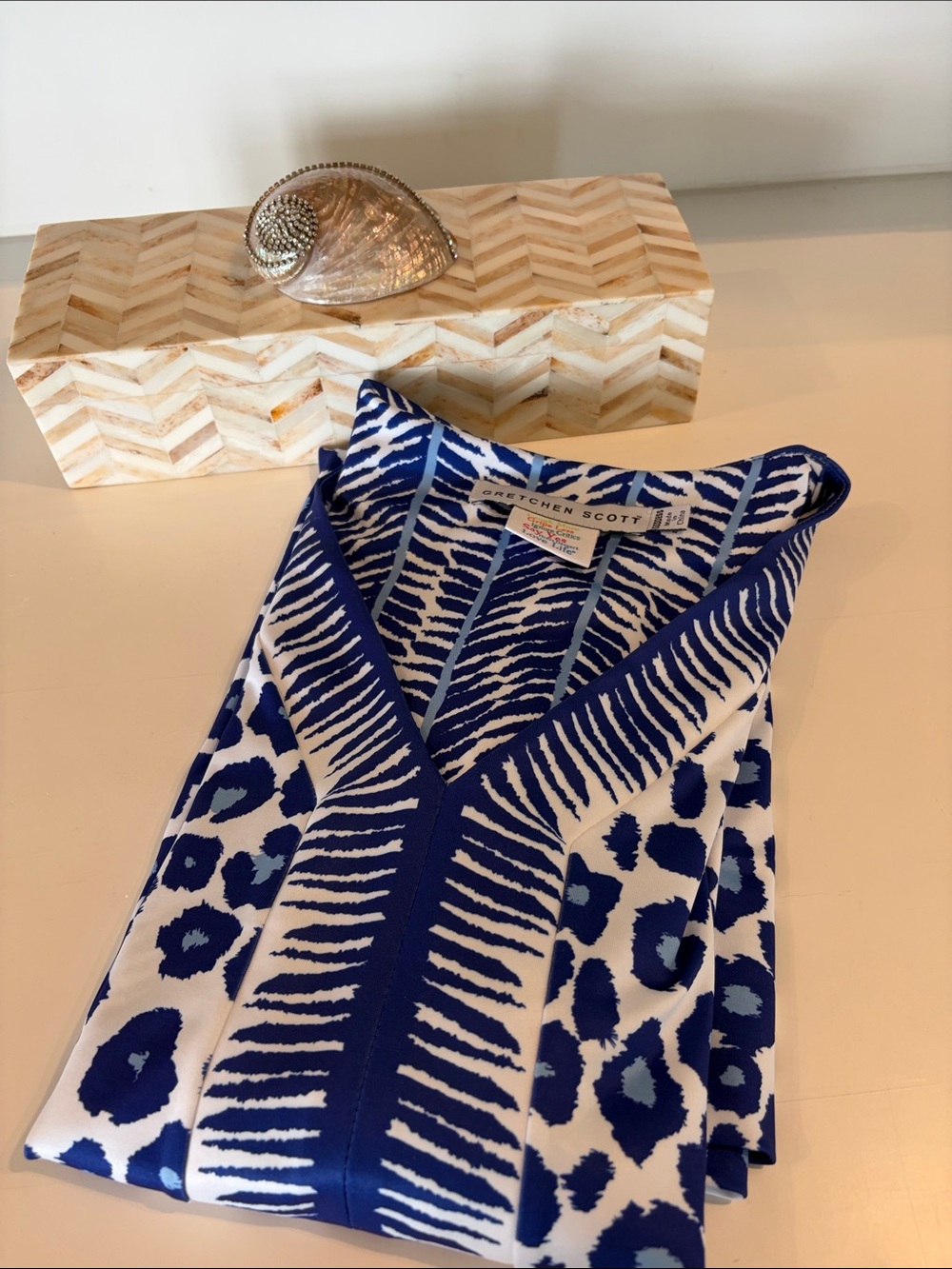 Gretchen Scott Navy & Blue Spotted Shift - Picture 8 of 8